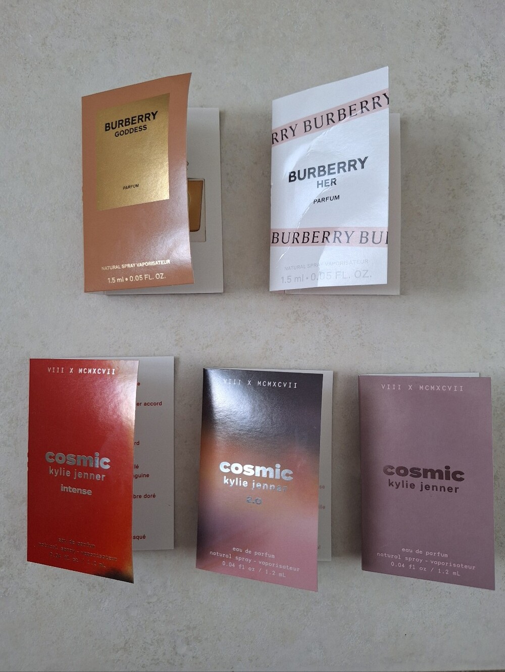 NEW! Lot Of Burberry & Cosmic Kylie Jenner Fragrance Sample Set 5 Piece Bundle
